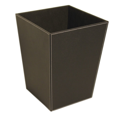 Bordeaux Brown Faux Leather Square Wastebasket